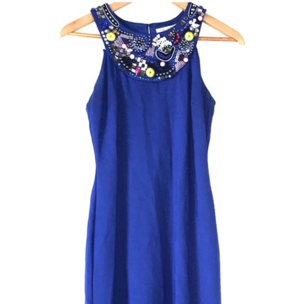 Trina Turk Beaded Bib Necklace Cocktail Dress